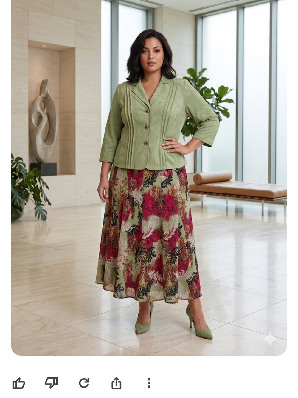 R.Q.T Woman 2X Skirt Suit Set – Elegant Floral Midi Skirt & Structured Blazer